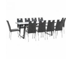 11-tlg. Essgruppe Schwarz Kunstleder