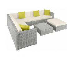Rattan Lounge mit Aluminiumgestell Marbella - Gartenlounge, Terrassenmöbel, Rattan Lounge - hellgrau