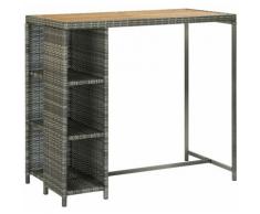 Asupermall - Bartisch mit Regal Grau 120x60x110 cm Poly Rattan