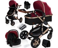 Kesser - Loops 3 in 1 Kinderwagen Kombikinderwagen Komplettset incl. Babywanne & Buggy Sportsitz &