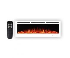 Heidenfeld Elektrokamin HF-WK200 weiß/schwarz elektrischer Kamin Deko Wandkamin (Weiß 153 x 55 cm)