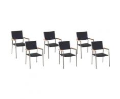 Beliani - Praktisches Gartenstuhl Set Rattan stappelbar Edelstahl 6er Set Grosseto