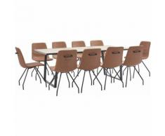 11-tlg. Essgruppe Braun Kunstleder