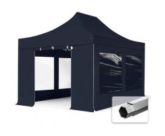 Faltzelt PROFESSIONAL 3x4,5 m mit Panoramafenster Faltpavillon ALU Pavillon Partyzelt in schwarz