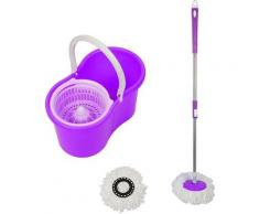 360° Eimer Schleuder Reiniger Wischmop Bodenwischer Reiniger Mop Komplett-Set Lila
