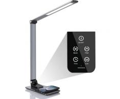 Homfa - 12W Schreibtischlampe led Tischleuchte Wireless Charging 5 Farbtemperaturen und 6