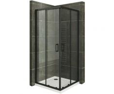 Duschkabine mit Schiebetüren Eckdusche mit Rollensystem aus ESG Glas 190cm Hoch mit schwarze