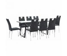 9-tlg. Essgruppe Schwarz Kunstleder