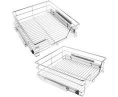 ® 2 x Teleskop Schublade - Küchenschrank Schublade für 50 cm Küchenschränke, Aufbewahrungskorb