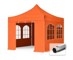 PROFIZELT24 Faltzelt PROFESSIONAL 3x3 m mit Fenstern Faltpavillon ALU Pavillon Partyzelt in orange