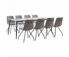 9-tlg. Essgruppe Dunkelgrau Kunstleder
