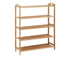 5 Boeden Holzregal 92*87*26cm Standregal aus Bambus Lagerregal Badezimmerregal für Bad, Kueche,