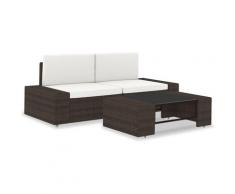 3-tlg. Garten-Lounge-Set Poly Rattan Braun - Youthup