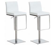 2er Set Barhocker Panama Kunstleder-weiß-Edelstahl