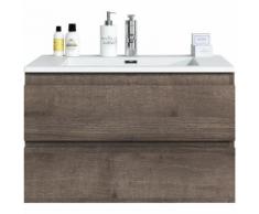 Badezimmer Badmöbel Set Angela 80cm Braun eiche - Unterschrank Schrank Waschbecken Waschtisch