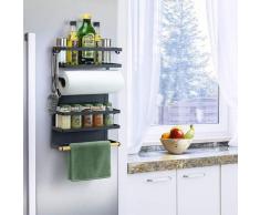 Kühlschrank Hängeregal Gewürzregal Regal Küche Organizer Aufbewahrung mit Küchenrollenhalter