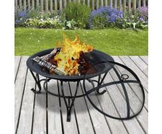 Feuerschale Feuerstelle Feuerkorb für Holz und Holzkohle mit Funkenschutz - schwarz - Outsunny