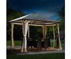 Alu-Pavillon Summerdream 3x3m beige festes Dach wasserdicht + Moskitonetz - Brast