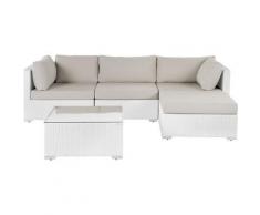 Lounge Set Rattan weiß 4-Sitzer SANO II