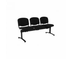 Dreisitzer gepolstert | HxBxL 835 x 425 x 1555 mm | Schwarz | Certeo Bank