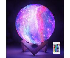 Mondlampe Lavalampe Nachtlicht Galaxy Lampe16 LED-Farben mit Holzständer &
