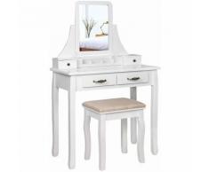 Schminktisch, 2 große Schubladen mit Schienen, abnembarer Make-up Organizer für Pinsel und
