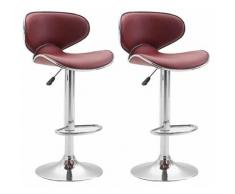 2er Set Barhocker Las Vegas V2 Kunstleder-bordeauxrot-Chrom