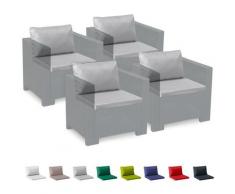 Ersatzkissen für Loungeset Gartenmöbelset Rattan Wasserdicht 4 Plätze Bica Grand Soleil | Grau
