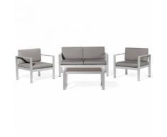 Gartenmöbel Set Aluminium 4-Sitzer Auflagen dunkelgrau SALERNO