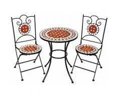 Gartenmöbel Set Mosaik mit 2 Stühlen und Tisch - Gartentisch, Gartenstuhl, Sitzbank - braun
