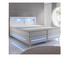 ArtLife Boxspringbett Norfolk (180 x 200, weiß) mit LED-Beleuchtung & Bonell-Federkernmatratze