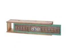 Wandregal HHG 076, Hängeregal Regal, Tanne Holz massiv Vintage Patchwork 65x16x13cm