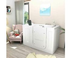 Sitzwanne Whirlpool Badewanne mit Tür S07WP-B 140x76cm - Weiß