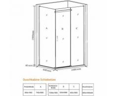 Duschkabine Dusche ESG Klarglas 8 mm Eckdusche Schiebetüre 100x80x194 cm