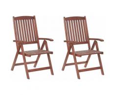Beliani - Gartenstuhl 2er Set Dunkelbraun Akazienholz verstellbar klappbar Rutikal Landhaus Stil