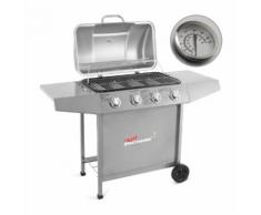BBQ-Gasgrill mit 4 Hauptbrenner in Silber