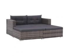 Asupermall - 3-tlg. Garten-Lounge-Set mit Auflagen Poly Rattan Grau