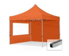 3x3 m Faltpavillon TOOLPORT, ECONOMY Alu 32mm, Seitenteile mit Panoramafenster, orange