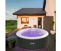 In-Outdoor Whirlpool Spa Pool Wellness Massage aufblasbar rund mit led - Anthrazit - Arebos