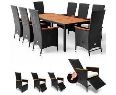 Casaria - Poly Rattan Sitzgruppe 8 Stühle Neigbare Fuß- und Rückenlehne 7cm Auflagen Tisch 190x90