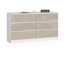 Kommode K-140 mit 6 (2 x 3) Schubladen | für das Wohnzimmer Schlafzimmer Schrank Büro Arbeitszimmer