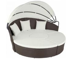 Tectake - Sonneninsel Rattan mit Aluminiumgestell und Sonnendach - Sonneninsel, Gartenliege,