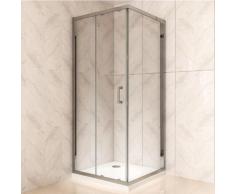 Duschkabine mit Schiebetür Eckdusche mit Rollensystem aus ESG Glas 190cm Hoch 80x120 cm (Tür:120cm)