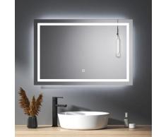 Meykoers - LED Badezimmerspiegel mit Beschlagfrei Wandspiegel 90x60cm, Badspiegel mit Beleuchtung,