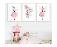 3er Set Poster 30x40 Mädchen Kinderzimmer Rosa Bilder Wanddeko Leinwand Malerei Geschenke