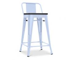 Tolix Hocker holz und kleiner Rückenlehne Pauchard Style - 60cm Grau Blau
