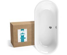Calmwaters® Freistehende Badewanne 180x80 cm, Acrylwanne Honest, Duo-Badewanne für zwei Personen,