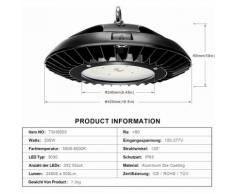 Tonffi - LED Industrielampe Werkstattlampe Hallenstrahler UFO (200W, 2 Stück)