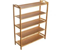 5 Boeden Holzregal 92*87*26cm Standregal aus Bambus Lagerregal Badezimmerregal für Bad, Kueche,