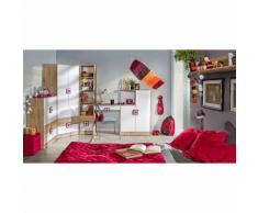 Kinderzimmer Komplett - Set C Fabian, 6-teilig, Farbe: Eiche Hellbraun / Weiß / Rosa